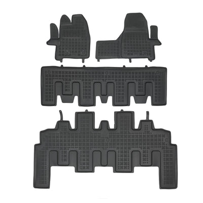 Gummi Fußmatten für Ford Tourneo Custom / Titanium Komplettset (8 Sitzer / Manuelle Gangschaltung)