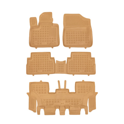 Gummi Fußmatten für Hyundai Santa Fe IV Hybrid Beige / 7-Sitzer
