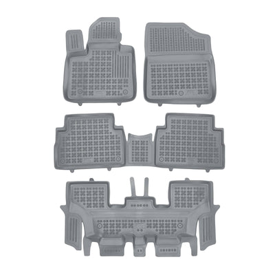 Gummi Fußmatten für Hyundai Santa Fe IV Hybrid Grau / 7-Sitzer