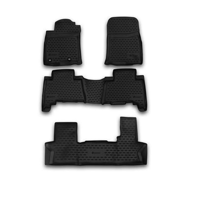 3D Element Gummi Fußmatten für TOYOTA Land Cruiser Prado 150, 2013->, 7 Sitzer, 5er Set Schwarz