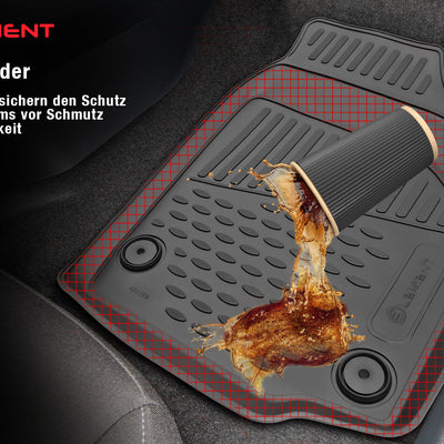 3D Element Gummi Fußmatten für FIAT 500, 2007-2015, 4er Set Schwarz