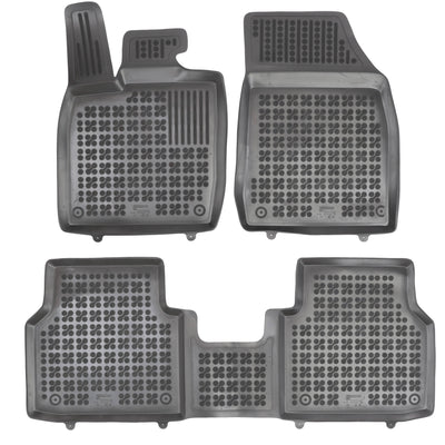 Gummi Fußmatten für Skoda Enyaq iV / VW ID.4 ID.5 Schwarz / Matte mit Verbindungsstück