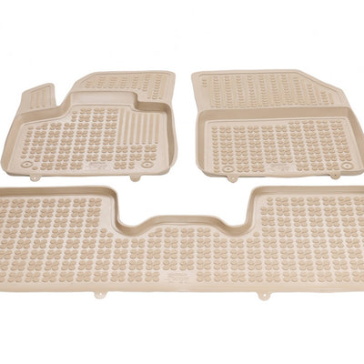 Gummi Fußmatten für Citroen DS7 ohne Tunnel im hinteren Bereich / Beige