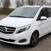 Carbon Ladekantenschutzleiste für MERCEDES  V Class W447 / VITO III / Marco Polo 2014-2019, FL2019-2024, FL 2024-> (the version with two rear doors and the version with trunk opening upwards) Poliertes Stahl mit Schwarzer Carbon Farbe