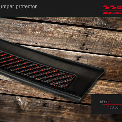 Carbon Ladekantenschutzleiste für Volvo XC90 II Schwarzer Stahl mit Rot-Schwarzer Carbon Farbe