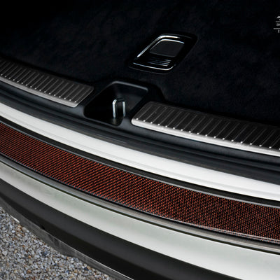 Carbon Ladekantenschutzleiste für Mercedes GLC Schwarzer Stahl mit Rot-Schwarzer Carbon Farbe