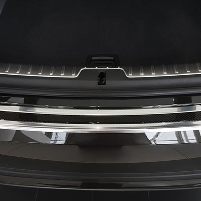 Carbon Ladekantenschutzleiste für BMW  X6 II F16 2014-2019 Poliertes Stahl mit Schwarzer Carbon Farbe