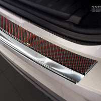 Carbon Ladekantenschutzleiste für Jaguar F-Pace Poliertes Stahl mit Rot-Schwarzer Carbon Farbe
