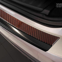 Carbon Ladekantenschutzleiste für Jaguar F-Pace Schwarzer Stahl mit Rot-Schwarzer Carbon Farbe