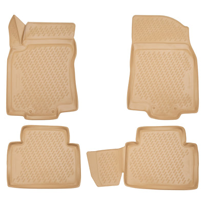 3D Element Gummi Fußmatten für NISSAN X-Trail T32 (III, IIIр), 2013->, 4er Set Schwarz