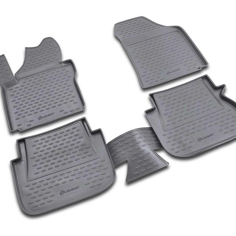 3D Element Gummi Fußmatten für VOLKSWAGEN Caddy 10/2007-2014, 4er Set Schwarz