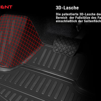 3D Element Gummi Fußmatten für Fiat Doblo II, 2010->,van, 2er Set, front Schwarz